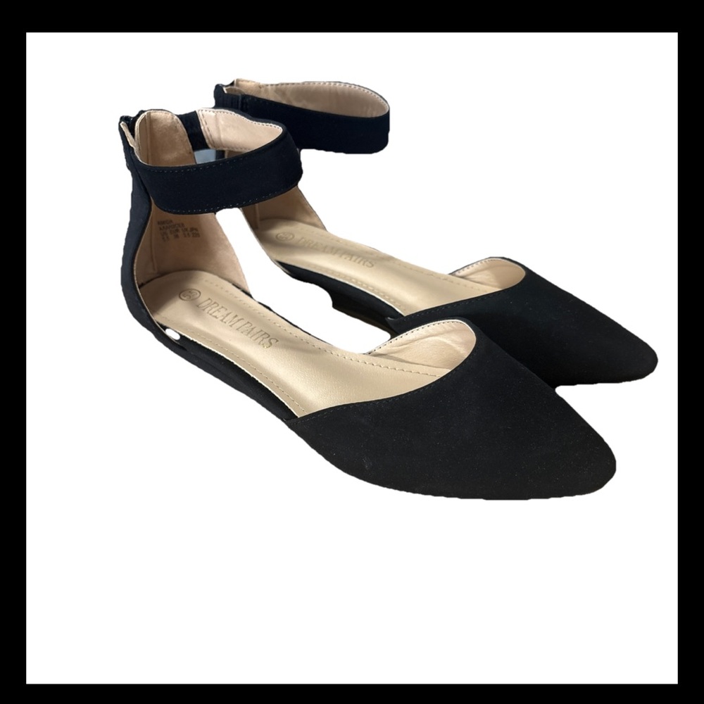 Elegant Black Ankle Strap Flats